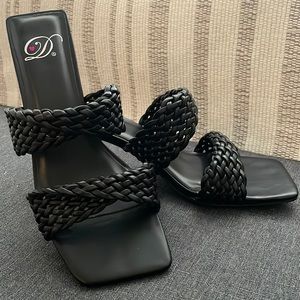 Black slip on heels by dirty laundry perfect condition.